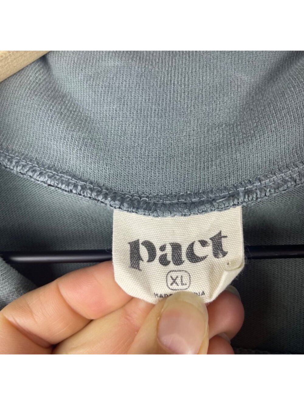 Pact Organic Cotton Stash French Terry Quarter Zip Sweatshirt Men's XL Gray - Picture 5 of 11
